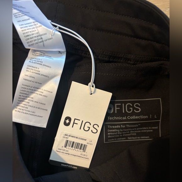 FIGS High Waisted Isabel Wide Leg Scrub Pants Black Large NWT NEW nurse doctor - Picture 16 of 16